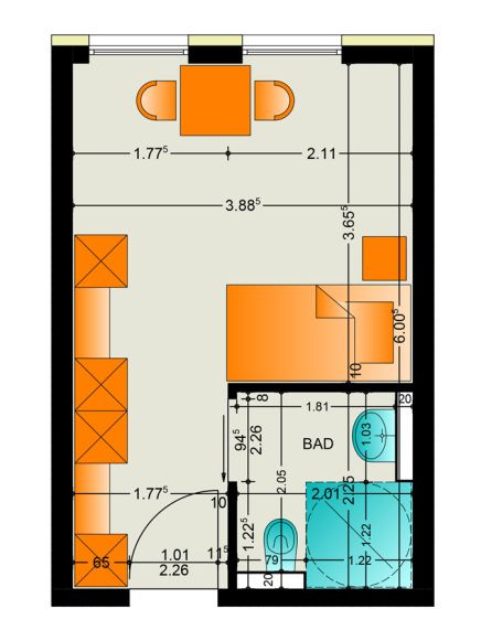 Grundriss Einzelapartment 